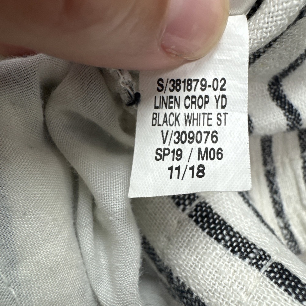 Linen Viscose Pants XXL Women's Black White Stripe Cropped Old Navy Drawstring - Picture 4 of 10